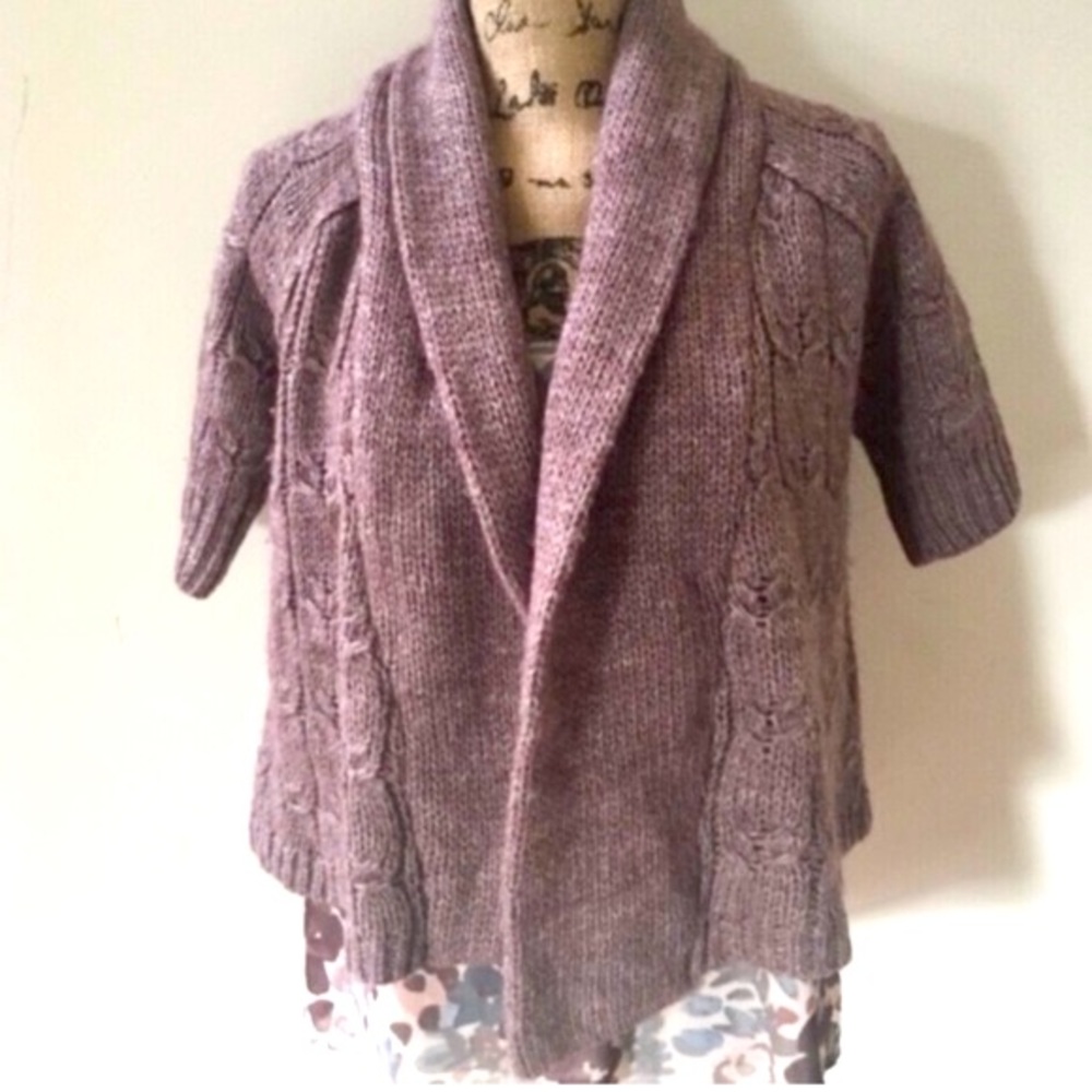 LOFT alpaca blend dusty plum chunky open cardigan